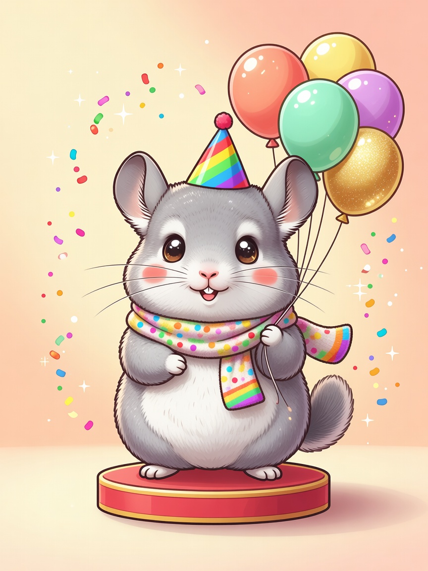 Funchilla the party chinchilla